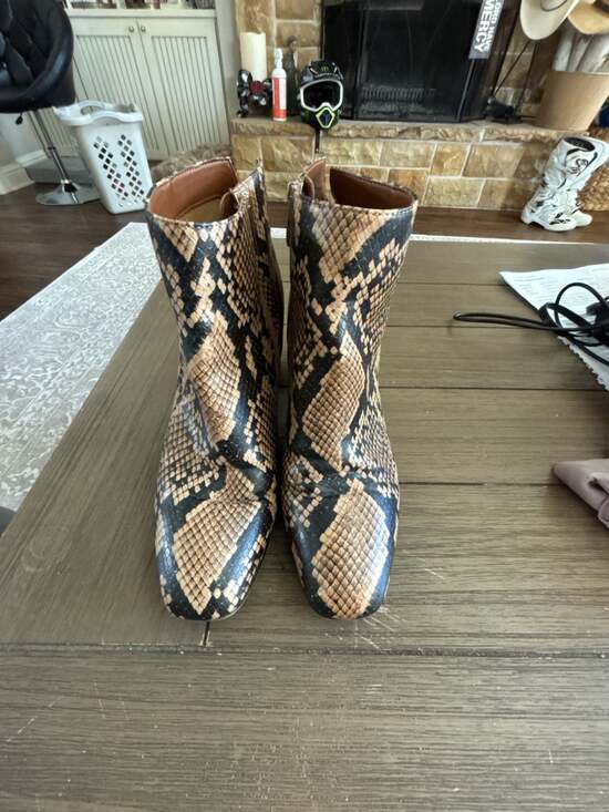 Franco Sarto Shoes - Franco Sarto Women's Snakeskin Print Ankle Booties with Block Heel